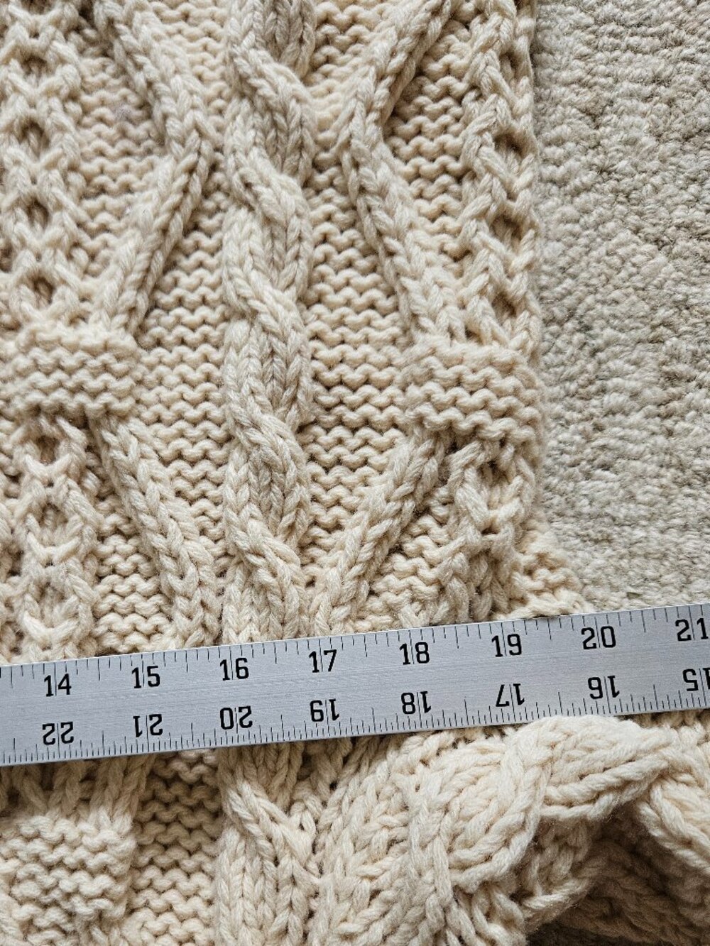 Polo Jeans Co. Ralph Lauren Chunky Knit Cardigan Sweater Ivory XL Fisherman Y2K - Picture 8 of 9